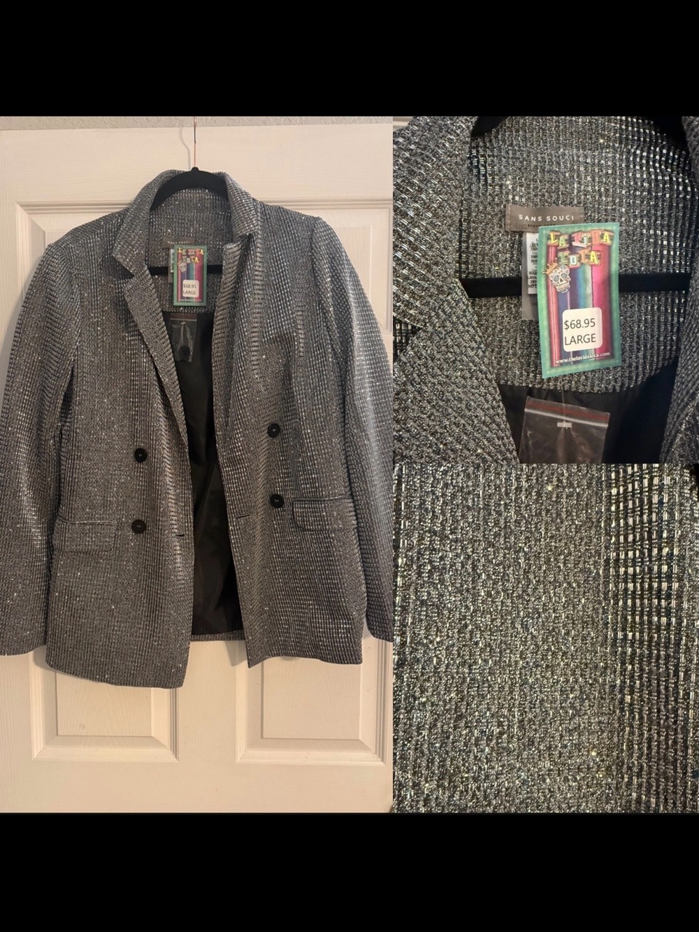 Sparkling Silver Textured Blazer - Large